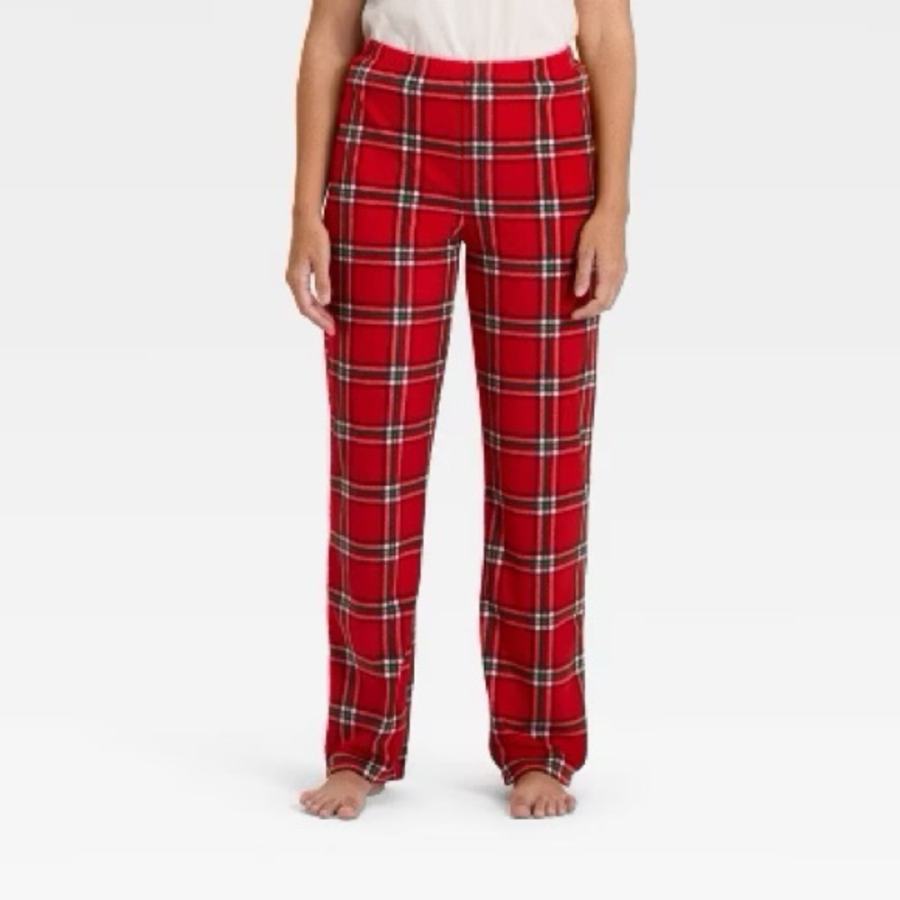 Men's nwt Plaid Microfleece Holiday Matching Family Pajama Pants - Red